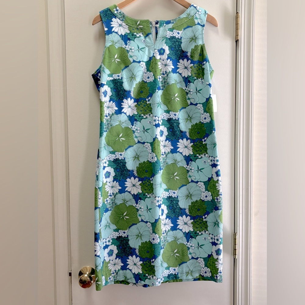 Talbots Blue Green Floral Sleeveless Dress